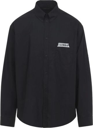 Balenciaga Casual Shirts, male, Black, M, Masking Tape Long Sleeve Shirt Large Fit