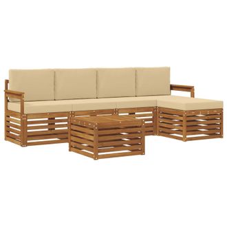 vidaXL Conjunto De Sof&aacute;s De Exterior Con Coj&iacute;n 6 Pcs Natural Y Beige Vidaxl