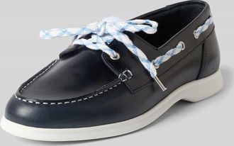 Marc Cain Loafers aus Leder mit Schn&uuml;rung in Dunkelblau, Gr&ouml;&szlig;e 37