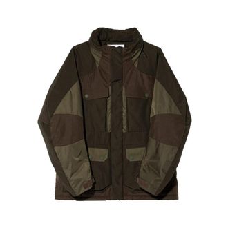 White Mountaineering Gore-Tex Infinium Primaloft Gewatteerde Jas Khaki-1 - Heren - Winterjassen - Groen - L - Katoen - Jassen