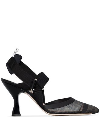 Fendi Slingback pumps met FF print - Zwart