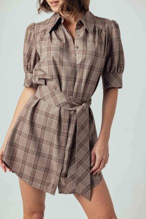 Sundays Kambry Mini Dress In Mocha Plaid