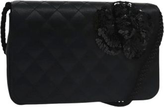 Chanel Pre-owned Shoulder Bags, female, Black, Size: ONE SIZE Pre-owned Satin Shoulder Bag
