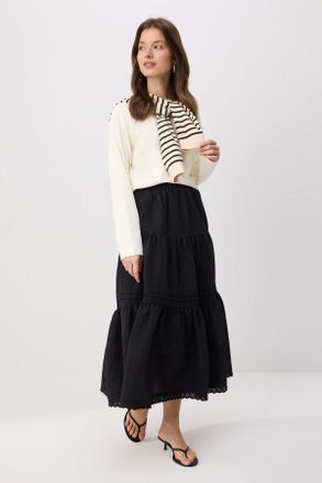 Trendyol Modest Dames Zwart Effen Maxi A-lijn Modest Rokken