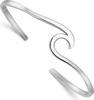 Diamond2Deal Sterling Silver Rhodium-plated Polished Wave Bangle