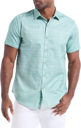 Robert Graham Roth Short Sleeve Cotton Button-Up Shirt in Sage at Nordstrom Rack, Size Xx-Large