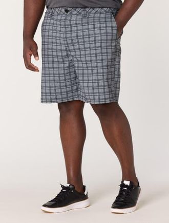 Reebok Big & Tall Plaid Tech Golf Shorts in Grey at Nordstrom, Size 52