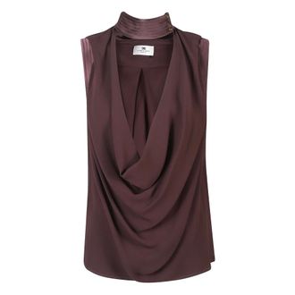 Elisabetta Franchi Blouses, female, Brown, Size: XS Cowl Neck Blouse