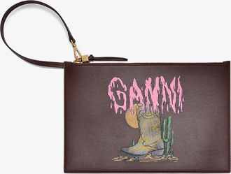 Ganni Brown Bou Flat Pouch with Western Boot