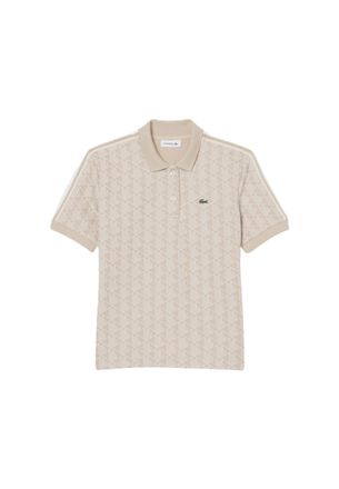 Lacoste Beige Monogram Jacquard Slim Polo
