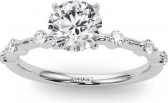 Allurez Diamond Accented Scalloped Engagement Ring in Palladium (0.20ct)