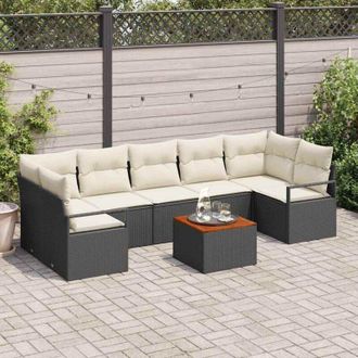 vidaXL Conjunto De Sof&aacute; De Jard&iacute;n 8 Pcs Negro, Blanco Vidaxl