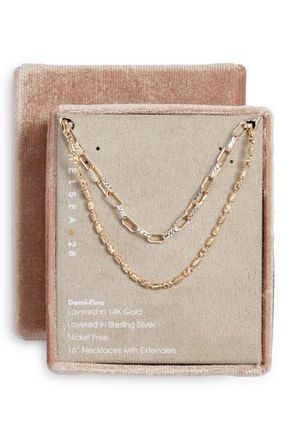 Chelsea28 Set of Two Demi Fine Chain Necklaces in Gold- Silver at Nordstrom Rack