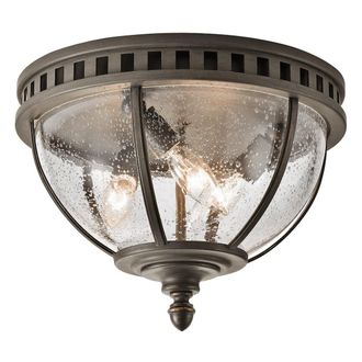 Netlighting Halleron 3 Light Flush Outdoor Ceiling Light Grey IP44 E14