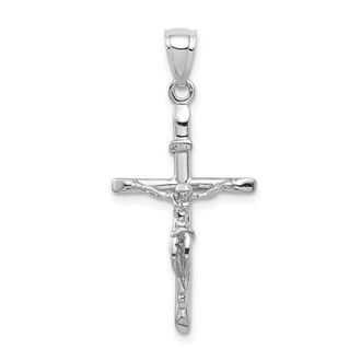 Diamond2Deal 10K White Gold INRI Crucifix Pendant