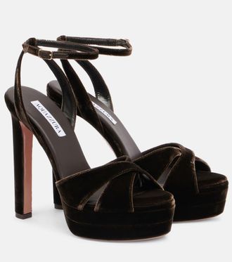Aquazzura Divine 130 velvet platform sandals