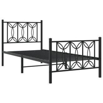 Berkfield Home Metal Bed Frame without Mattress with Footboard Black 80x200cm | Size: 80x200 cm