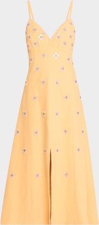 Tanya Taylor Hendrix Floral Sequined A-Line Midi Dress