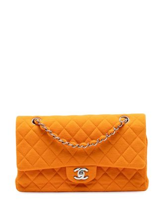 Chanel 2014 Medium Classic Jersey Double Flap shoulder bag - women - Fabric - One Size - Orange