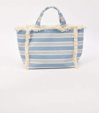 Hat Attack Striped Canvas Beachy Tote in Blue Stripe at Nordstrom