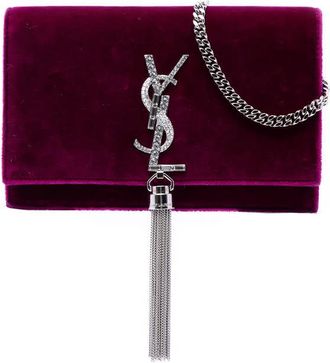 Saint Laurent Pre-owned Saint Laurent Small Velvet Monogram Kate Tassel Crossbody Ladies TDFPFXDOBOAHOIW5