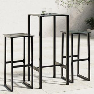 vidaXL 3 Piece Garden Bar Set Black Powder-coated Steel vidaXL