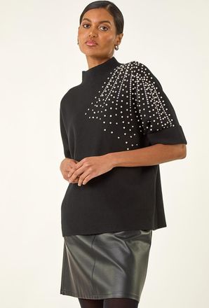 Roman Embellished Shoulder Knit Jumper