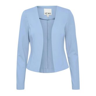 Ichi Ichi - Blauwe Open Blazer Della Robbia Stijl - Dames - Jassen - Blauw - Maat: M Viscose
