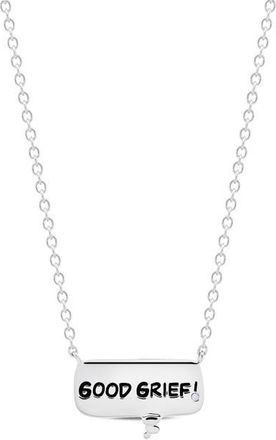 Crislu x Peanuts GOOD GRIEF! Thought Bubble Pendant Necklace in Pure Platinum /Clear Stone at Nordstrom, Size 16