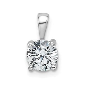 Diamond2Deal 14k White Gold 1 Ct Round Lab Grown Diamond Solitaire Pendant