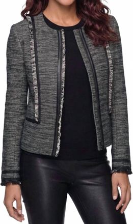 Vince Fringe Trim Boucle Jacket In Biv
