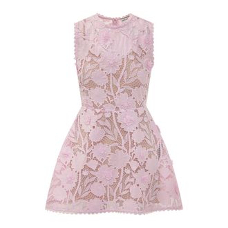 Self Portrait Lace Mini Dress - female - Self Portrait - Short Dresses - Pink - XS - Dresses