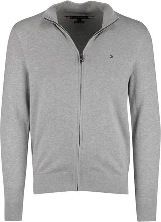 Tommy Hilfiger Truien & Vesten, Heren, Grijs, M, Kasjmier, Zip-Thru Jumper met Kasjmier