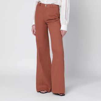 Chlo&eacute; Flared cotton trousers in nougat colour
