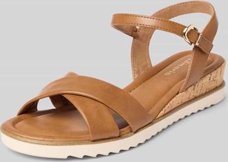 Tamaris Tamaris Sandalen in Lederoptik mit Korkabsatz in Cognac, Gr&ouml;&szlig;e 36