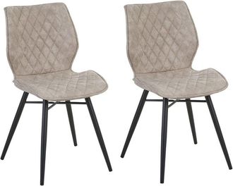 Beliani Beliani - Juego de 2 sillas de comedor tapicería de tela beige patas negras estilo retro rústico Lisle