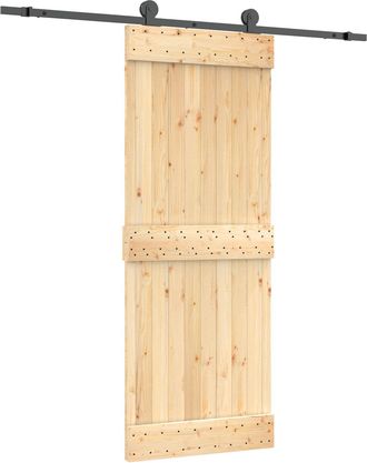 vidaXL Puerta Corredera Natural Y Negro 80 X 210 Cm Vidaxl