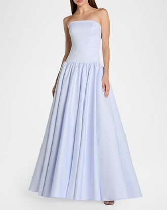Mac Duggal Strapless A-Line Satin Gown
