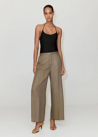 Mango Pantaloni lyocell vita alta kaki - Donna - 50 - MANGO