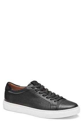 Johnston & Murphy Luther Perforated Leather Low Top Sneaker in Black Italian Full Grain at Nordstrom, Size 11.5