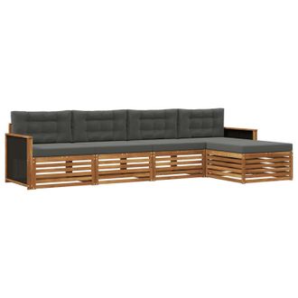 vidaXL Conjunto De Sof&aacute;s De Exterior 5 Pcs Natural Y Antracita Vidaxl