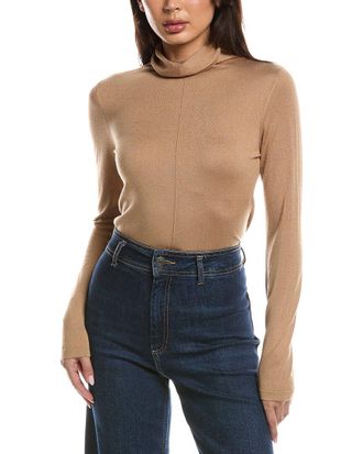Fort&eacute; Cashmere Long Sleeve Seamed Funnel Neck Silk & Cashmere-Blend Sweater