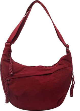 Generic Nylon Shoulder Bag, Adjustable Large Capacity Crossbody Bag, Retro Lightweight Dumpling Bag Handbag for Outdoor Work Shopping(wine red)