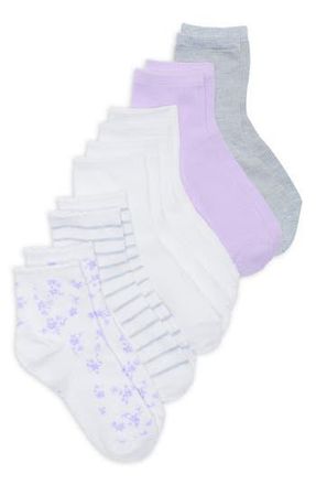 Elie Tahari 6-Pack Assorted Ankle Socks in Lupine/Lavender/White/Grey at Nordstrom Rack, Size 9/11