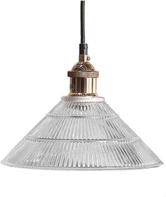 Beliani Lampadario in Metallo Ramato con Paralume in Vetro a Forma di Cono Curone