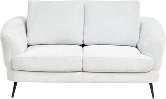 Beliani Sof&aacute; 2 Plazas Tapizado De Tela Con Reposabrazos Patas De Hierro Negras Sala De Estar Blanco Crema Kjaer