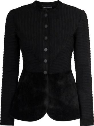 Emporio Armani Ottoman Chenille Jas - Dames - Blazers - Zwart - XL - Polyester - Jassen
