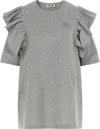 Miu Miu Gray Cotton Short Womens Dress