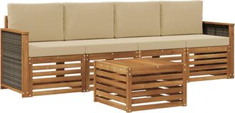 vidaXL Conjunto De Sof&aacute;s De Exterior 5 Uds. Natural Y Beige Vidaxl
