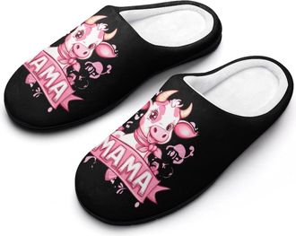 Generic Cow Mama Womens Slippers Warm House Slippers Indoor House Shoes with Anti-Skid Rubber Sole